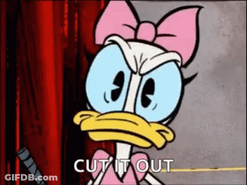 Daisy Duck Is A Cartoon Character With A Pink Bow On Her Head And A Red Curtain Behind Her . GIF