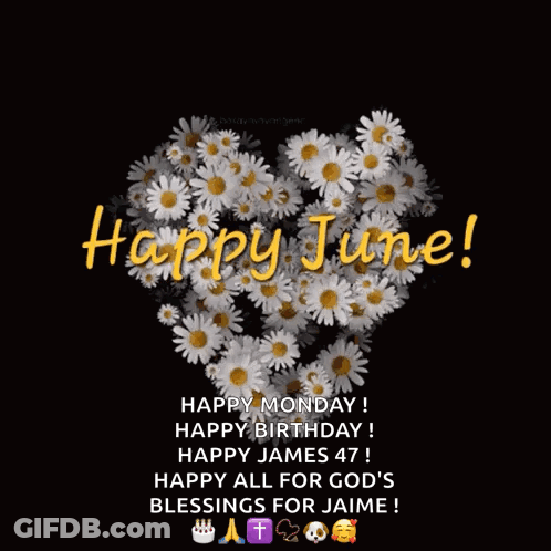 Daisy Heart Saying Happy June GIF