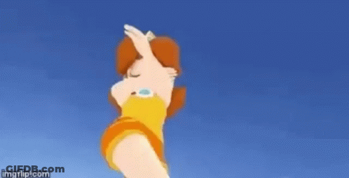 Daisy Is Flying Through The Air In A Cartoon . GIF