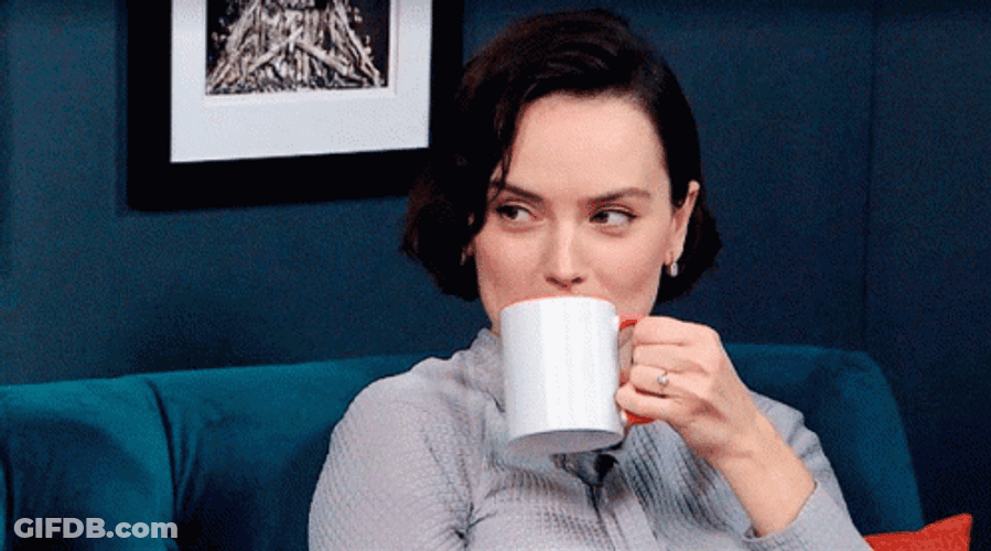 Daisy Ridley Drinking The Tea GIF