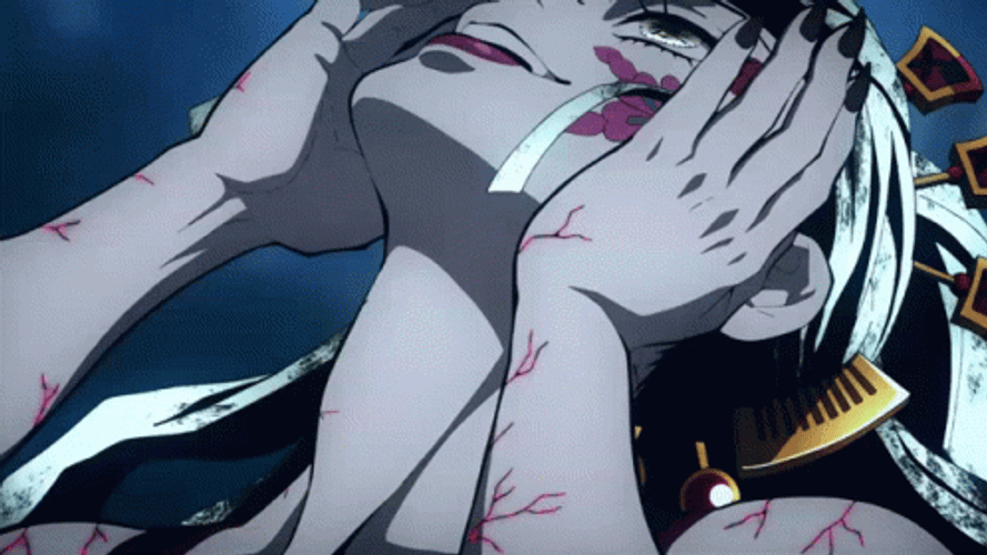 Daki Looking Up Touching Own Face GIF