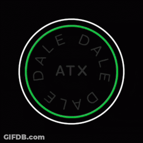 Dale ATX Logo Green Letters On Black Background GIF