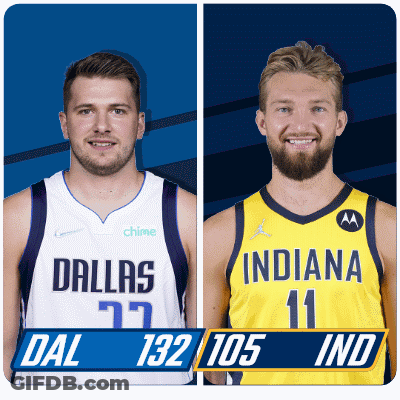 Dallas And Indiana Basketball Players Standing Together GIF
