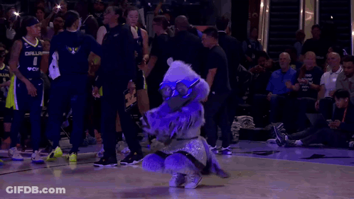 Dallas Basketball Mascot On Court GIF