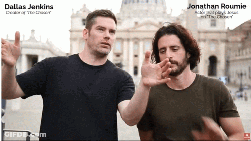 Dallas Jenkins Is The Creator Of The Chosen And Jonathan Roumie Is The Actor That Plays Jesus GIF