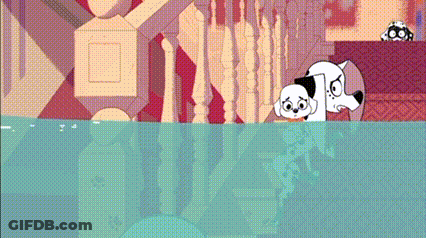 Dalmatian And Puppy In Water GIF