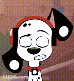 Dalmatian Cartoon Wearing Headphones And Collar GIF
