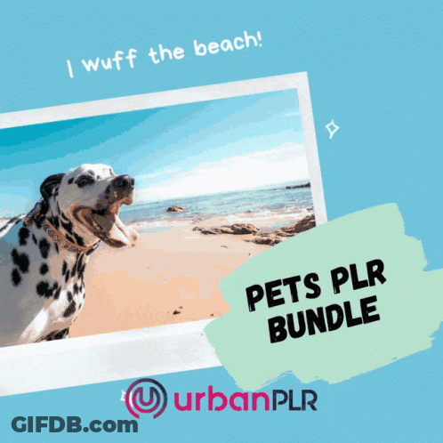 Dalmatian Dog On The Beach Saying I Wuff The Beach GIF
