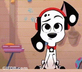 Dalmatian Dog Wearing Headphones And Red Collar GIF