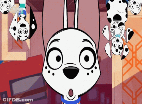 Dalmatian Hanging Upside Down With Disney Logo GIF