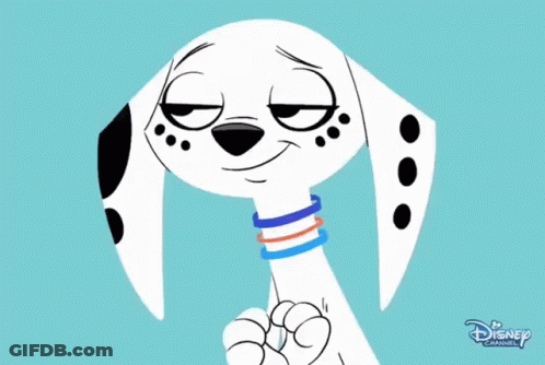Dalmatian Holding Pink Heart With Disney Channel Logo GIF