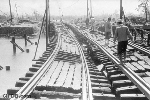 Damaged Black And White Train Track GIF
