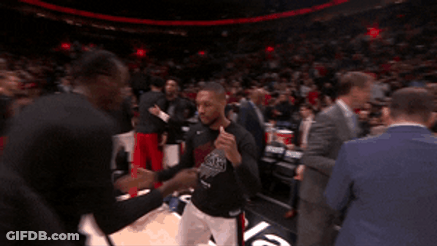 Damian Lillard Body Bump With Teammates GIF