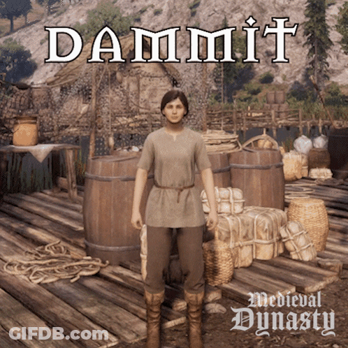 Dammit Video Game Man Standing Next To Barrels GIF