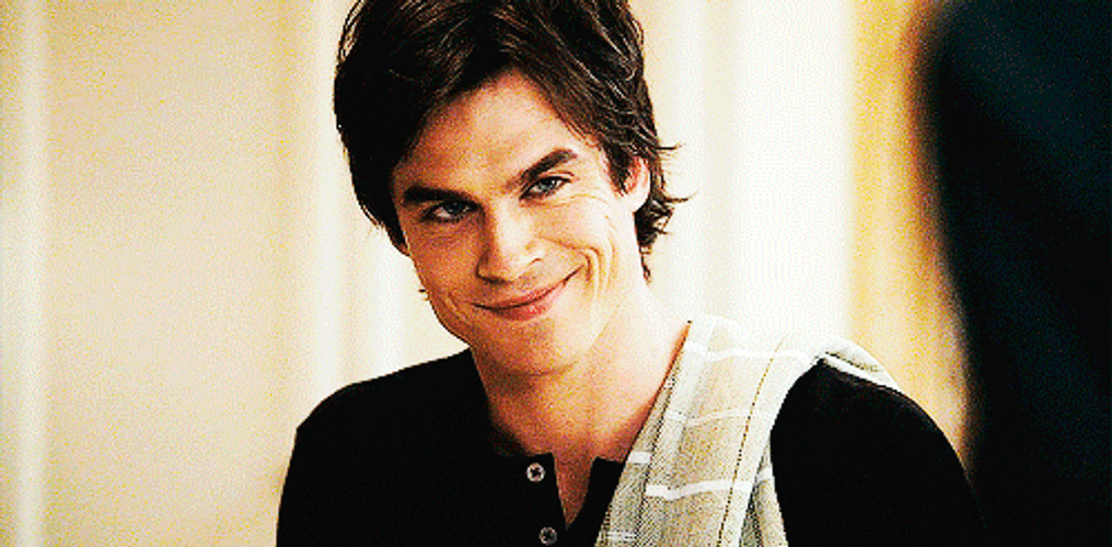 Damon Salvatore Cute Sexy Smile GIF