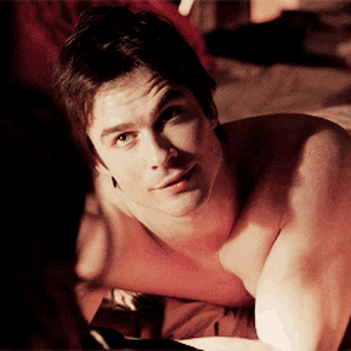 Damon Salvatore Hot Shirtless Smile GIF
