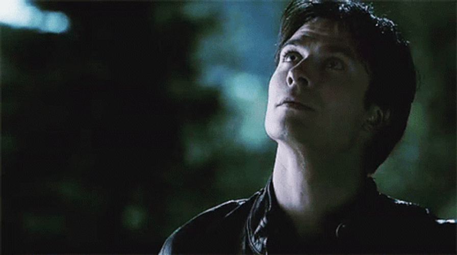 Damon Salvatore Look Up Smile GIF