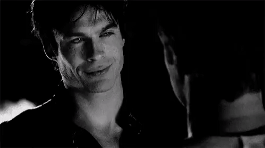 Damon Salvatore Scary Vampire Smile GIF