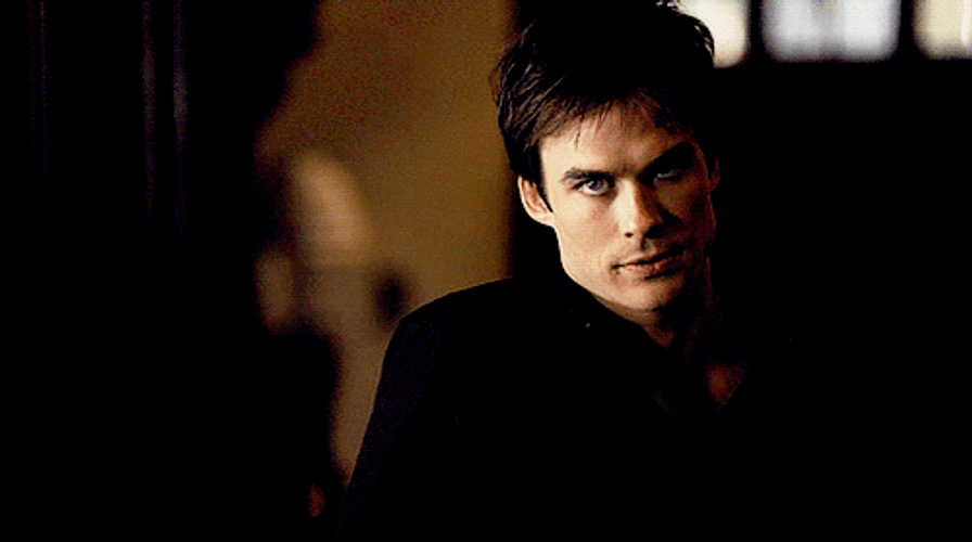 Damon Salvatore Sexy Cringe Smile GIF