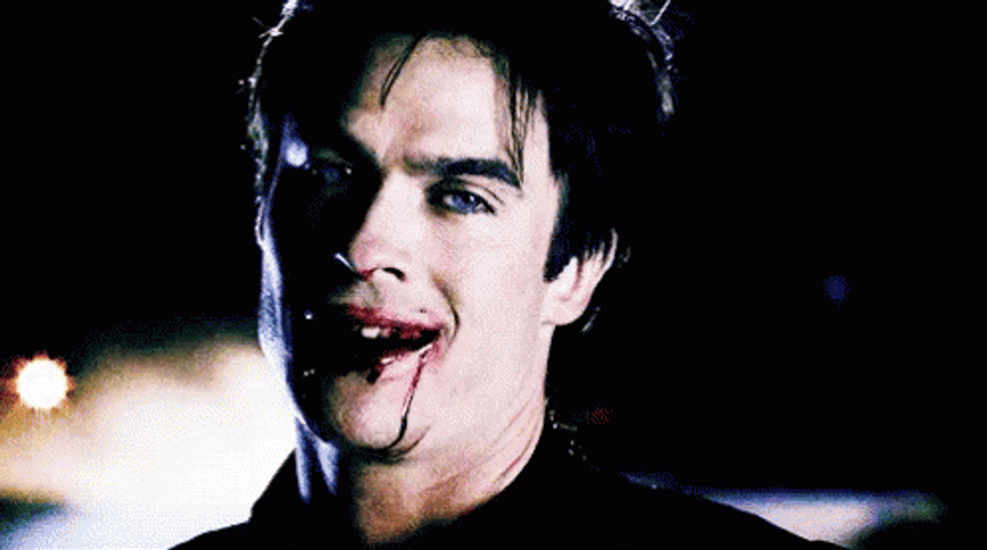 Damon Salvatore Vampire Blood Laugh GIF