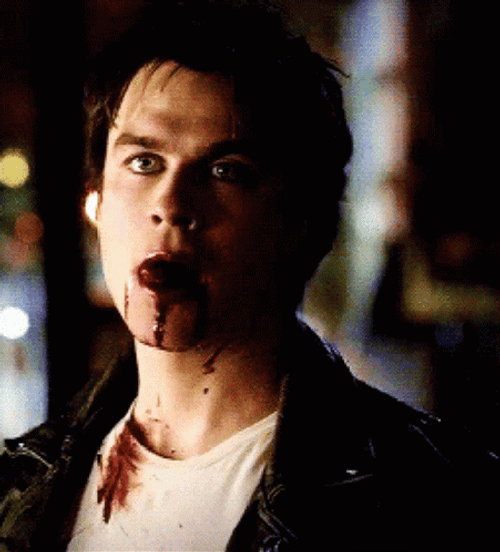 Damon Salvatore Vampire Blood Lick GIF