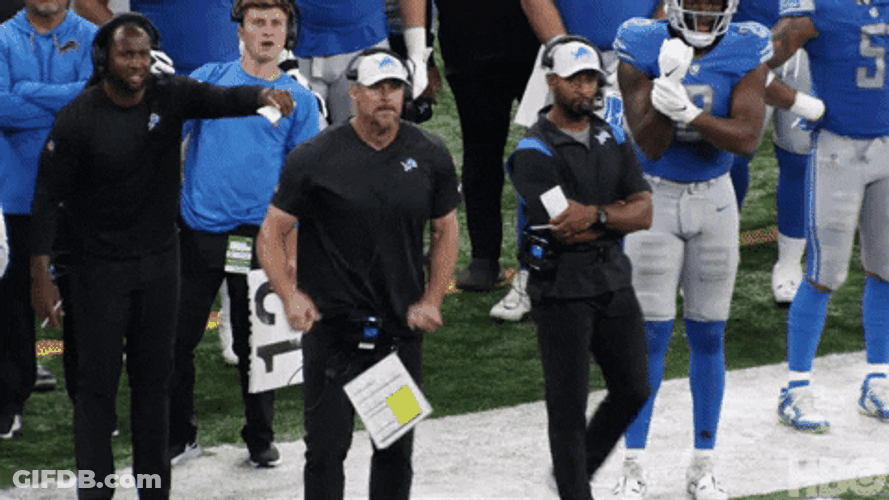 Dan Campbell Detroit Lions Football Touchdown GIF