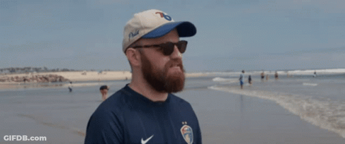 Dan Campbell Walking At The Beach GIF