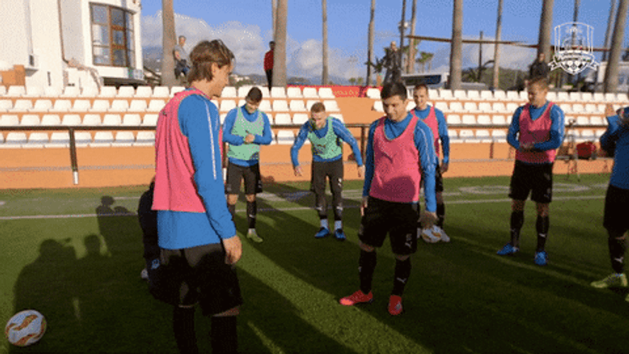 Dance Off Between Football Players GIF