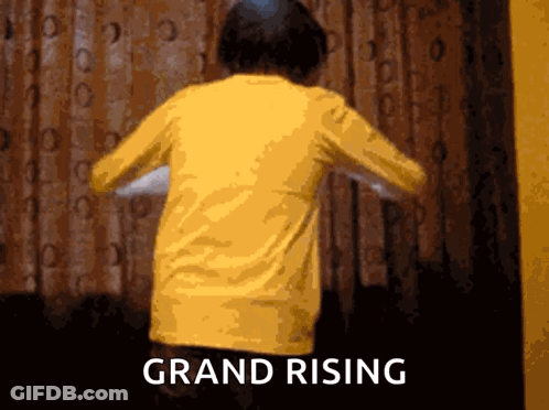 Dancer In Yellow Shirt Curtain Grand Rising GIF