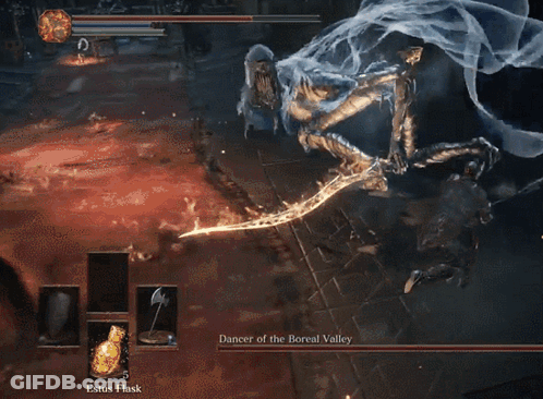Dancer Of The Boreal Valley Knight Fighting Monster GIF