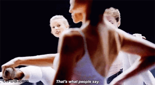 Dancers In Dark Room Saying That's What People Say GIF