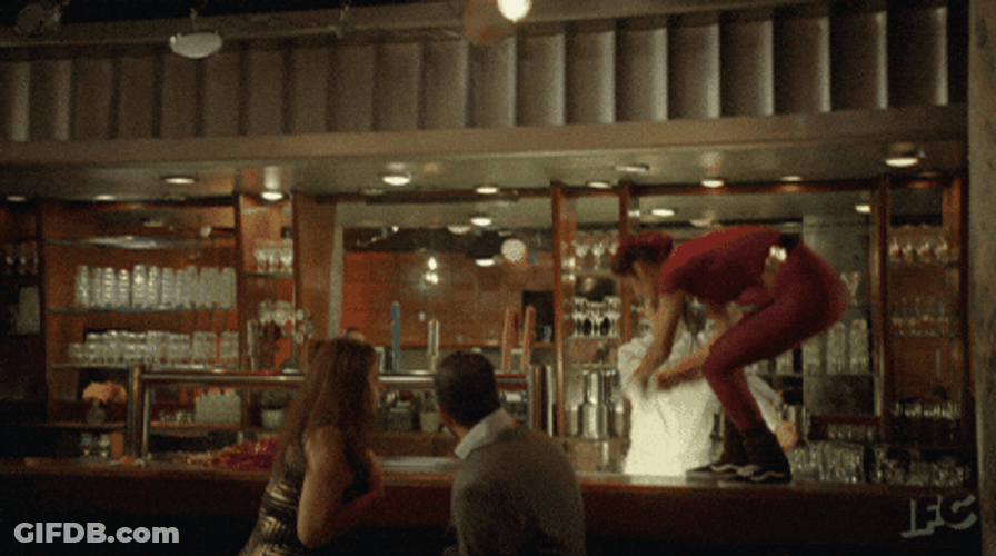 Dancing Above Bartender Counter GIF