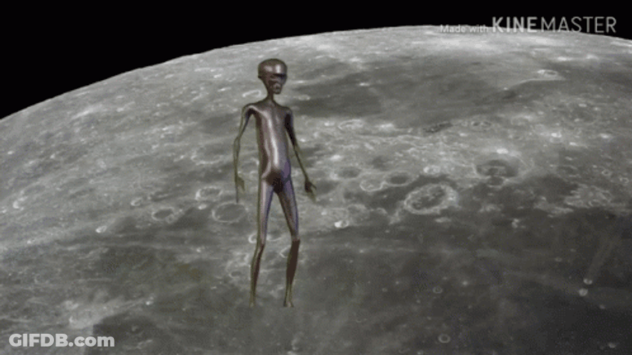 Dancing Alien In The Moon GIF
