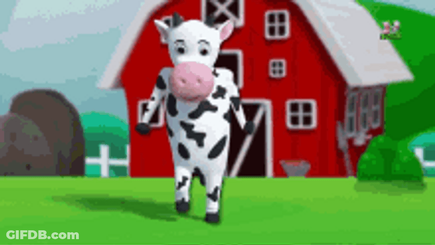 Dancing And Standing Barnyard Cow GIF
