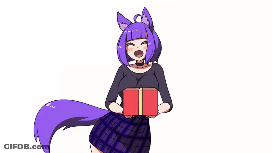 Dancing Anime Girl With Gift GIF