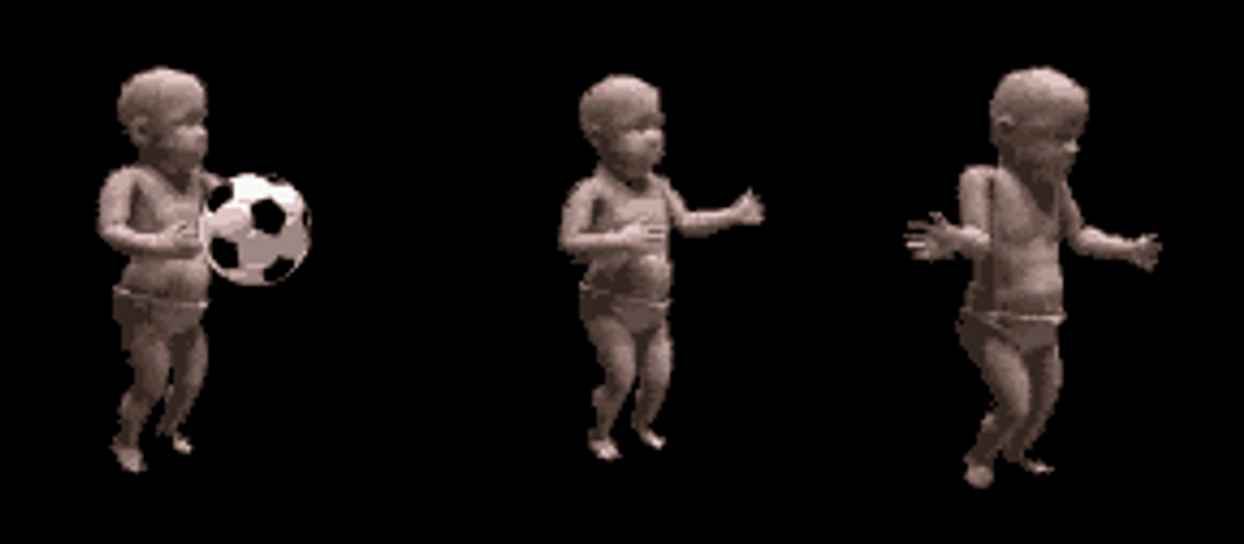Dancing Baby 3D Trio Soccer Play GIF