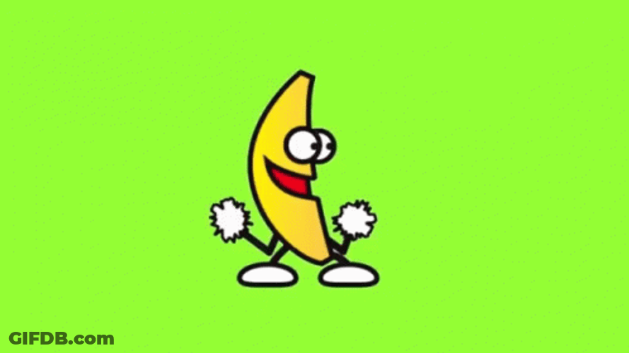 Dancing Banana Celebrating Pompoms GIF