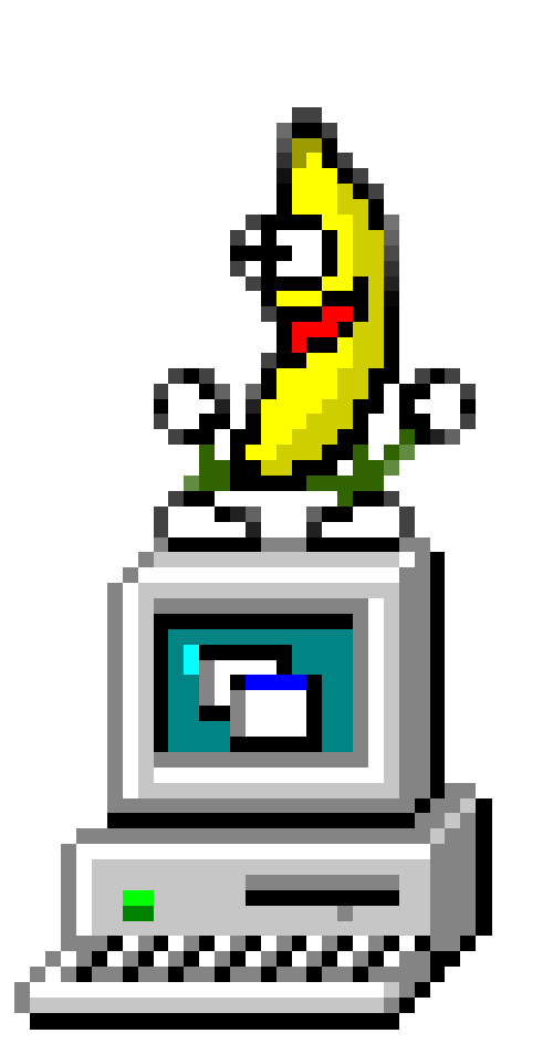 Dancing Banana On Top Of Computer GIF