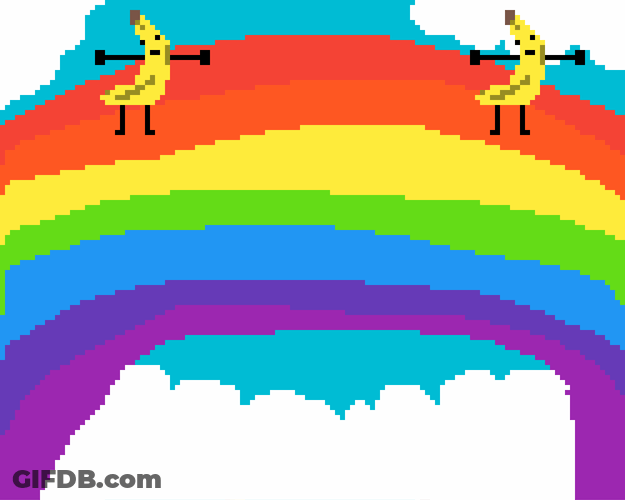 Dancing Bananas In Rainbow Bridge GIF