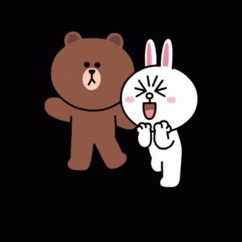 Dancing Brown Bear Coney Bunny GIF