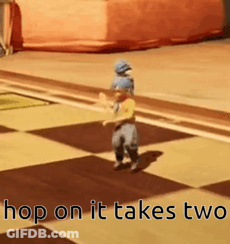 Dancing Cartoon Character Hop On It Takes Two GIF