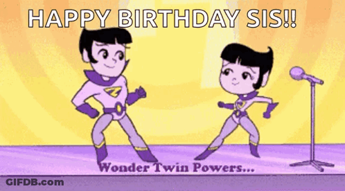 Dancing Cartoon Characters Happy Birthday Sis GIF