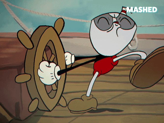 Dancing Cartoon Sailing Ship GIF