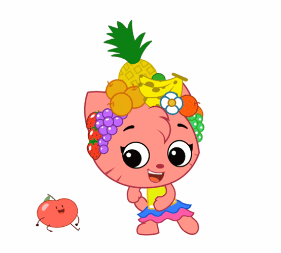 Dancing Cat Fruits Headdress GIF