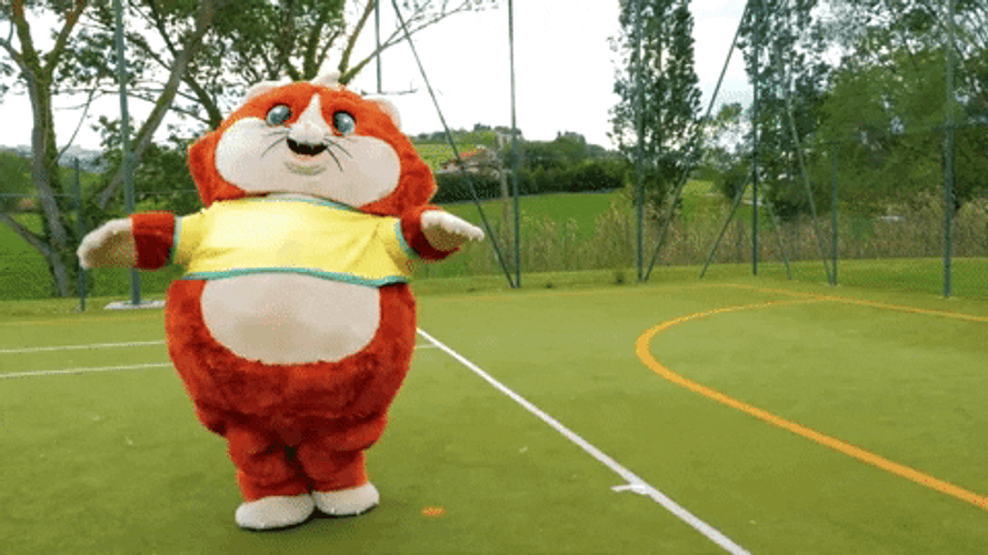 Dancing Cat Mascot Side Steps GIF