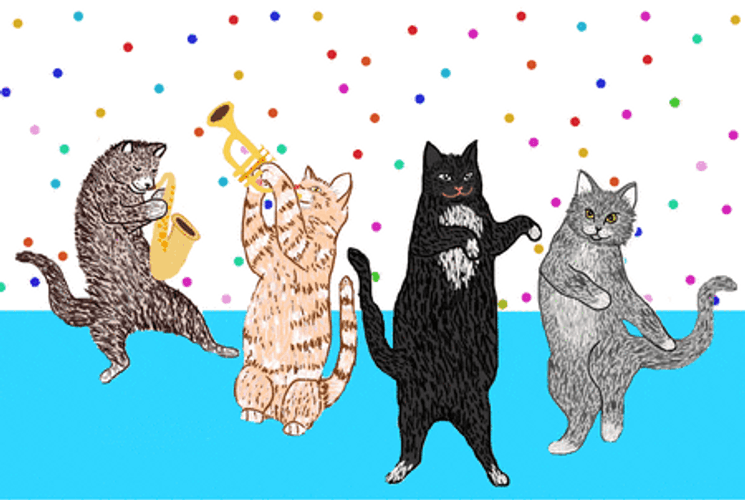 Dancing Cats With Trumpets GIF
