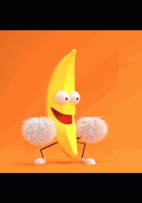 Dancing Cheerleader Banana With Pompoms GIF