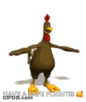 Dancing Chicken Saying Have A Safe Flight GIF