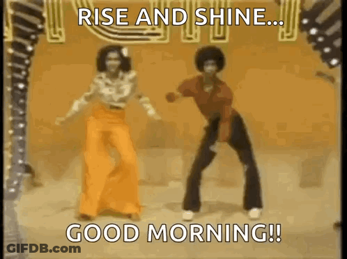 Dancing Couple Saying Rise And Shine Good Morning GIF