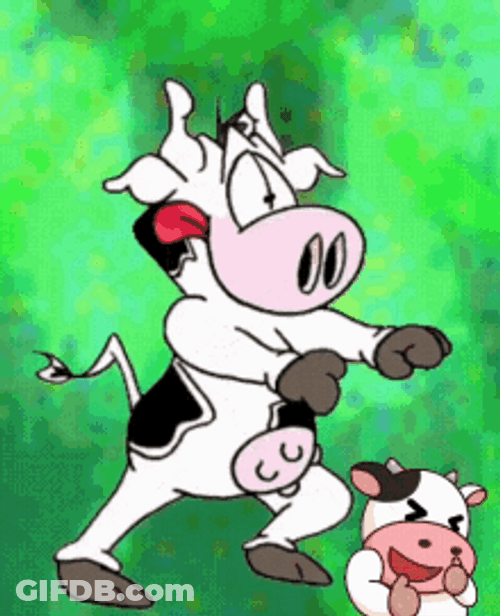 Dancing Cow With Colorful Background GIF